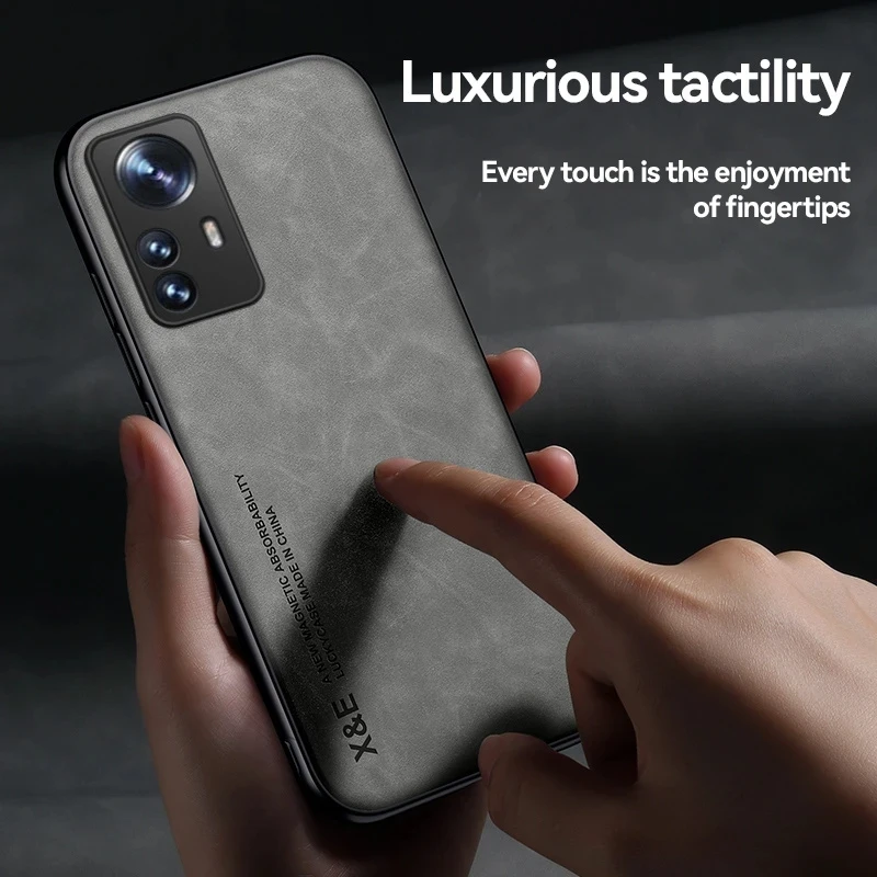 For Xiaomi12 Case Leather PC Silicone Magnetic Car Holder Phone Case For Xiomi Xiaomi 12 Lite Mi 12 Pro Mi12 Mi12X 5G Back Cover 4