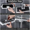 Shower Storage Holder Rack Shampoo Tray Stand Floating Shelf Detachable For Wall Household Item Plastic No Drilling 6