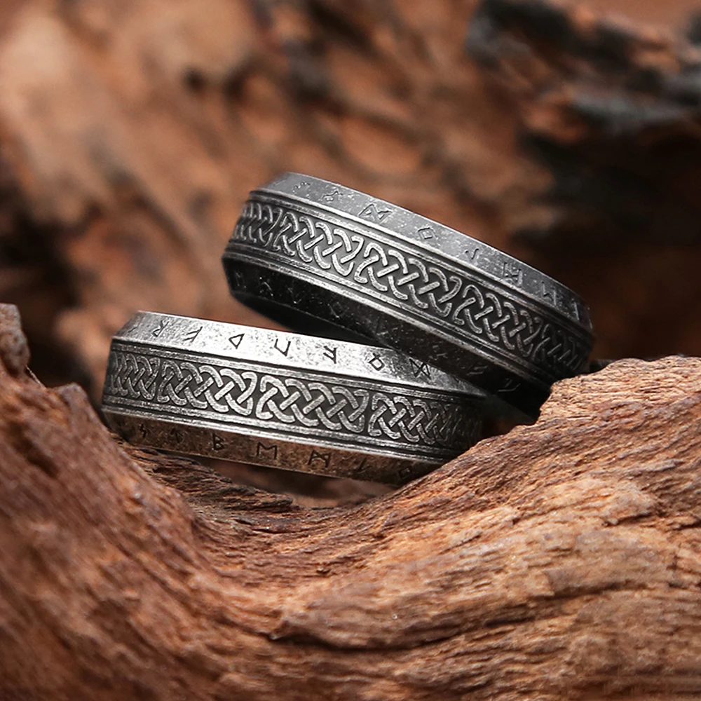 Vintage 316L Edelstahl Viking Keltische Knoten Ringe Mode Einfache Nordic Rune Ring für Männer Frauen Punk Amulett Schmuck Geschenke