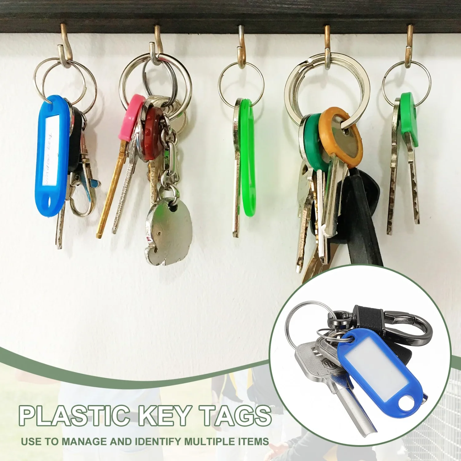 Coloful Key Tags Plastic Split Key Ring Paper Labels Windows Flexible Organizer DIY Item Identifiers Luggage Tag 10-100PCS