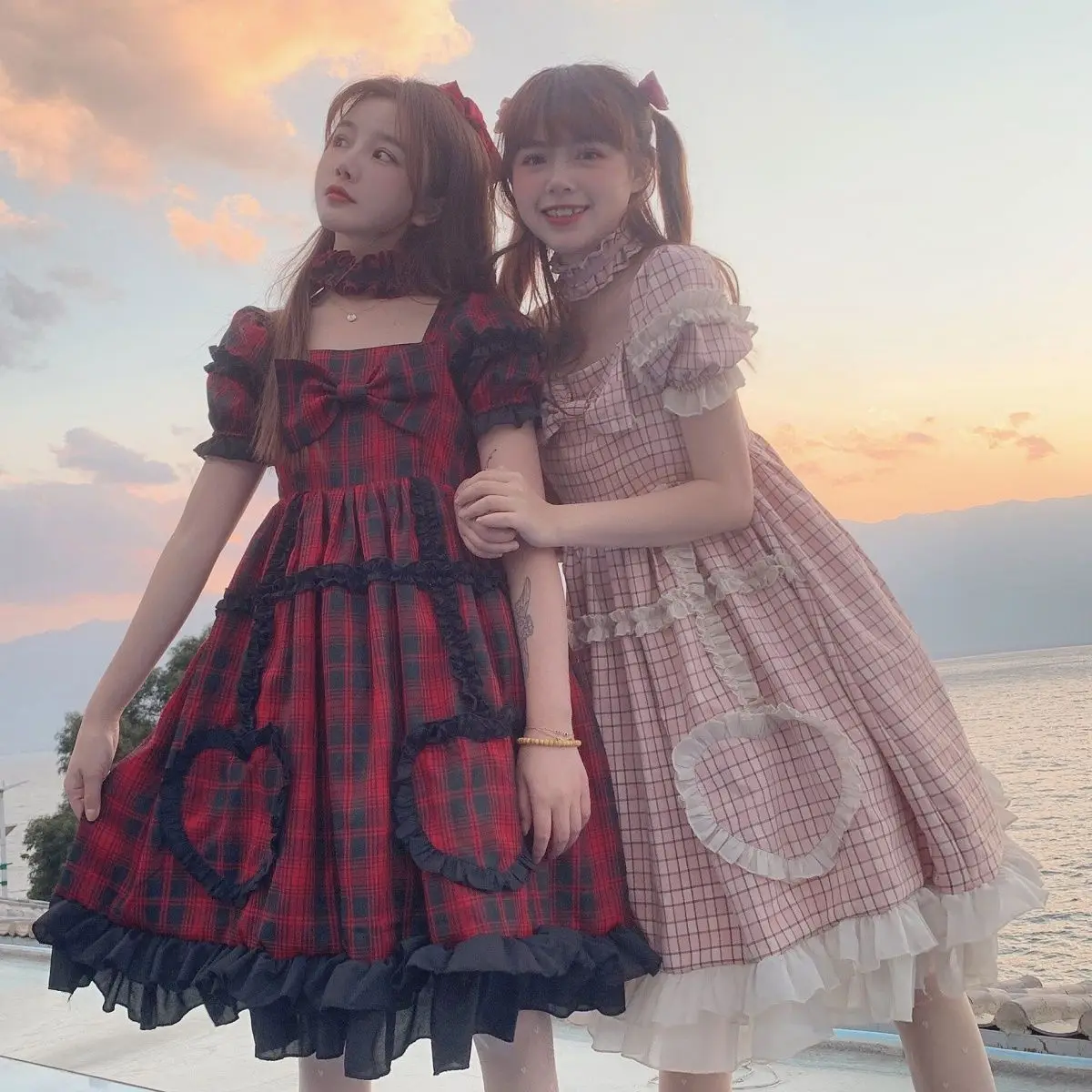 

Japanese Lolita Dress Idol Stage Op Sweet Kawaii Lolita Plaid Girl Dress