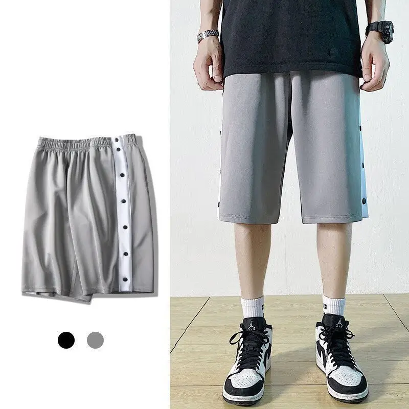 Second off Full Open Breasted Shorts Men's Summer Versatile American Basketball Loose plus Size Medical Care Thin Side Open Pant 2
