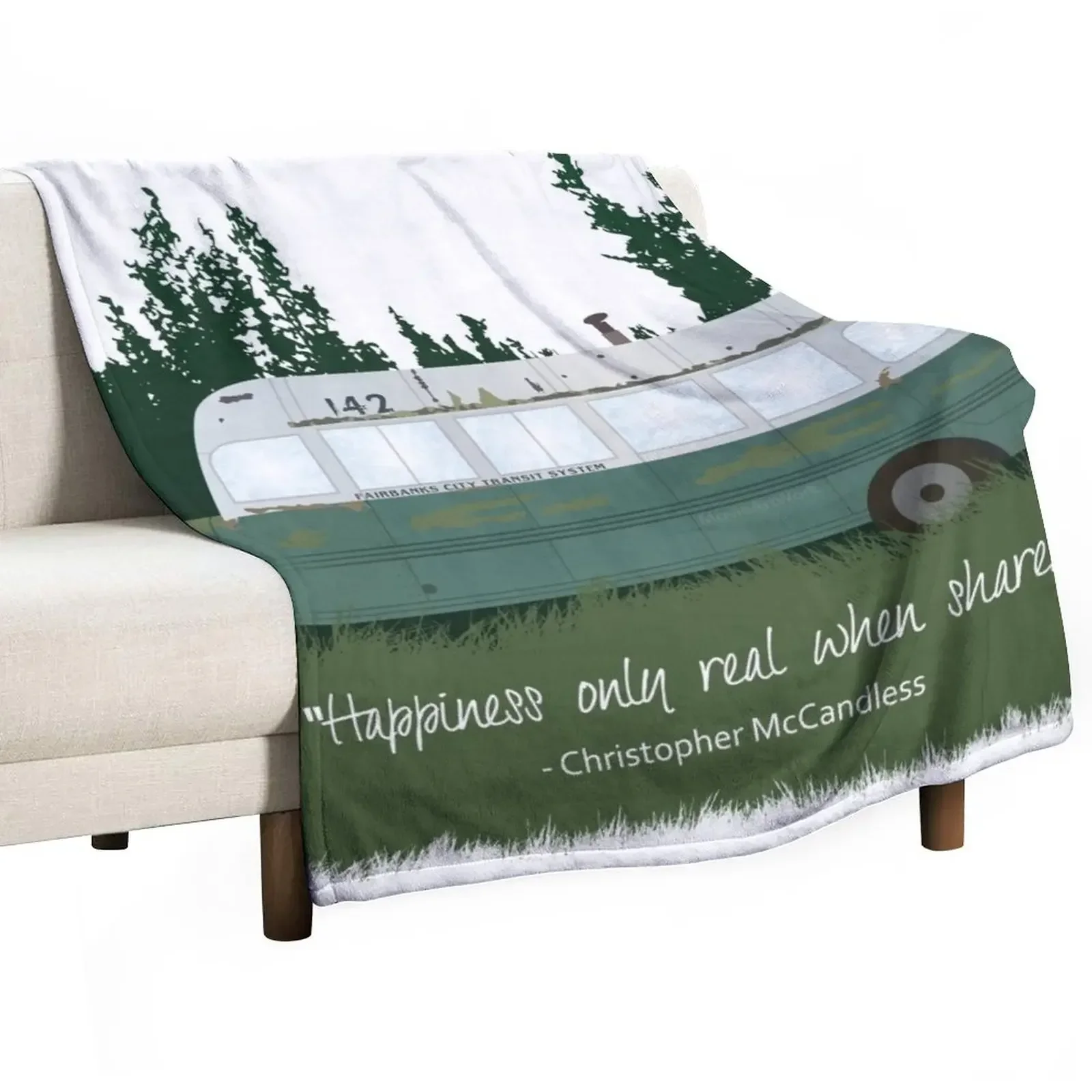 

Into The Wild - Bus 142 Throw Blanket Beach Flannel Fabric Blankets