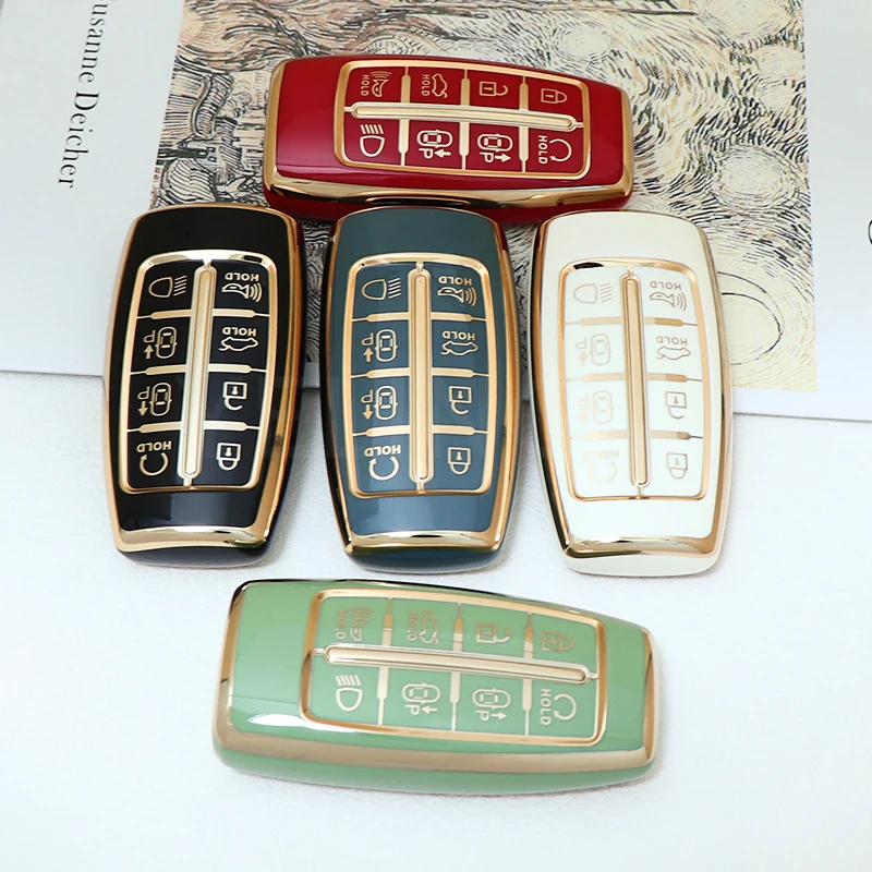 Premium TPU Car Key Case Cover with Keychain - 8-Button Protection and Style Accessory