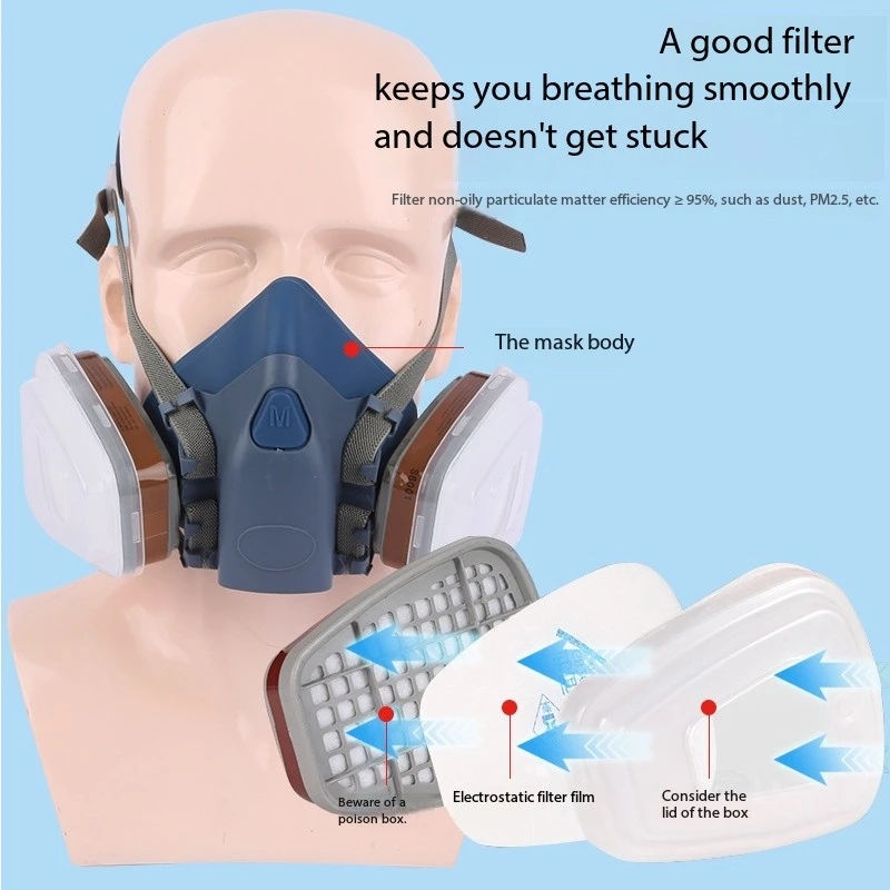 7502 GAS AND DUST RESPIRator for painting, spraying, organic vapors, CHEMICAL gas FILTERS, work safety masks