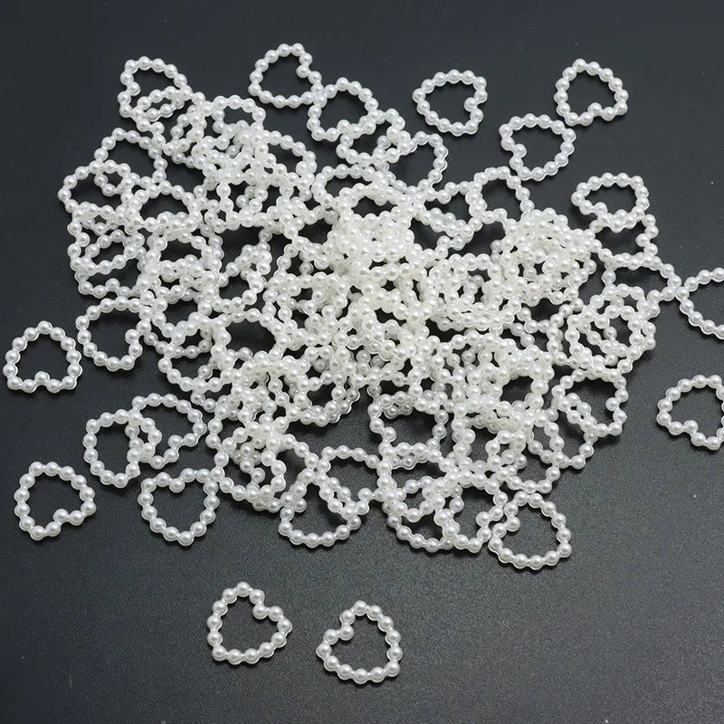 Elegant Heart-Shaped Pearl Nail Art Charms - 100 Pieces for DIY Crafts and Accessories