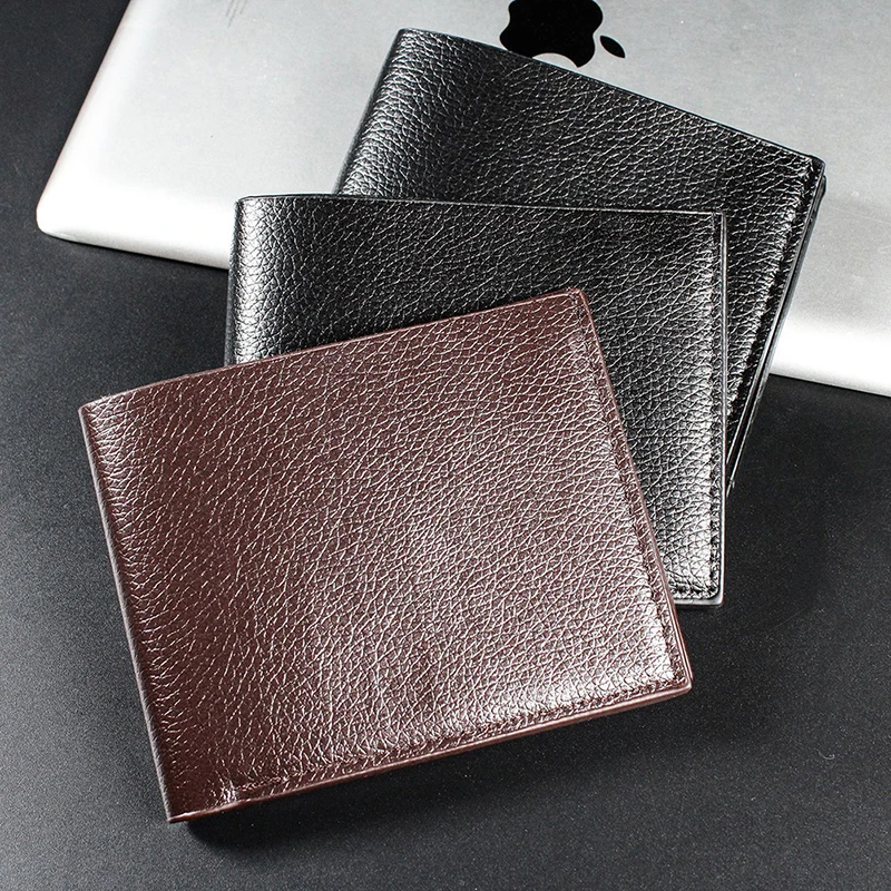 Portafoglio da uomo in pelle Portafogli da uomo Prodotto di alta qualità Portafogli in pelle artificiale per uomo Portafoglio corto nero Portefeuille Homme - immagine 2