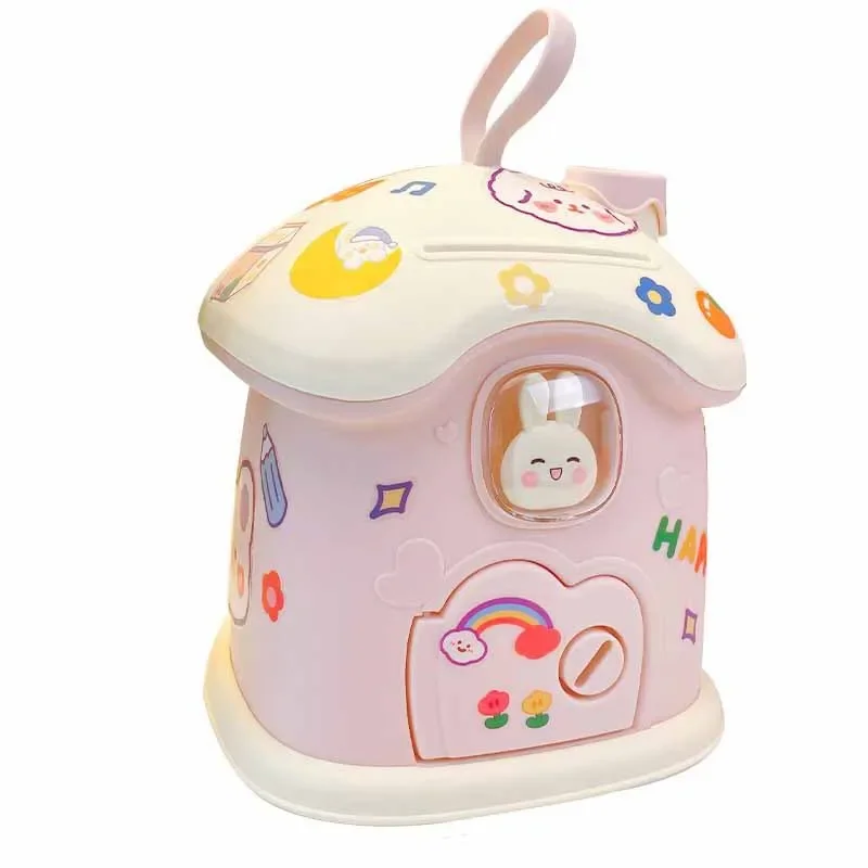 Cartoon Mushroom House Cute Piggy Bank Girls Boys Large Capacity Internet celebrities Children's Small House with Key Piggy Bank 3