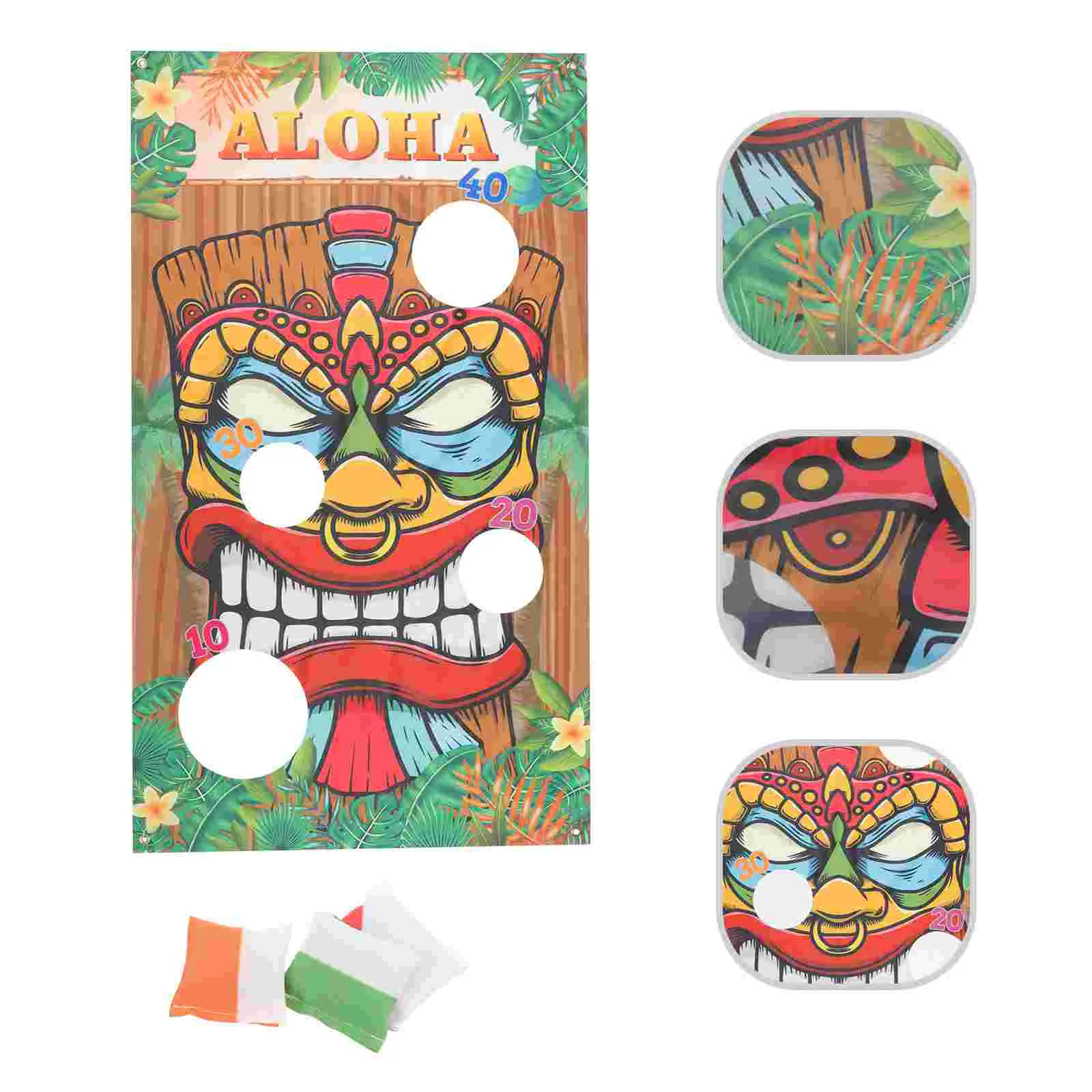 

Hawaiian Flag Tossing Game Banner with 3 Bag Kid Outdoor Toys Childrens Bean Party Throwing Indoor Decorations Beach