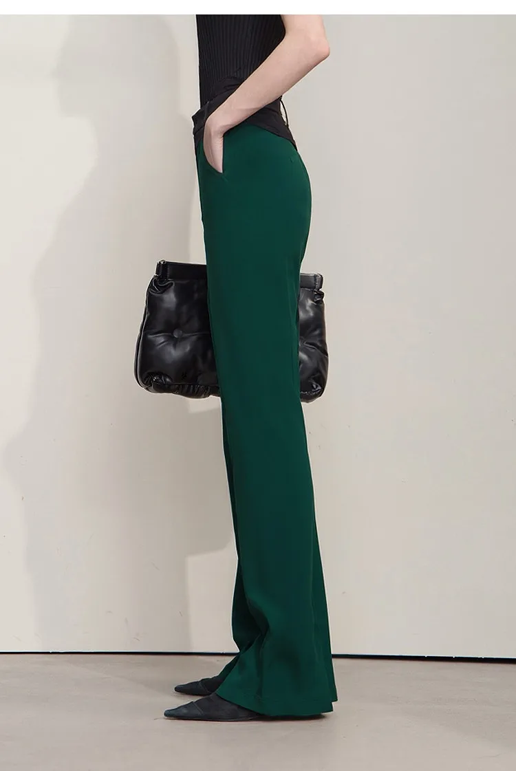 Amii Women's Flared Pants 2026 Summer New Pin Tuck Casual Trousers With Flowy Drape Simple Office Long Pants For Women 12612019