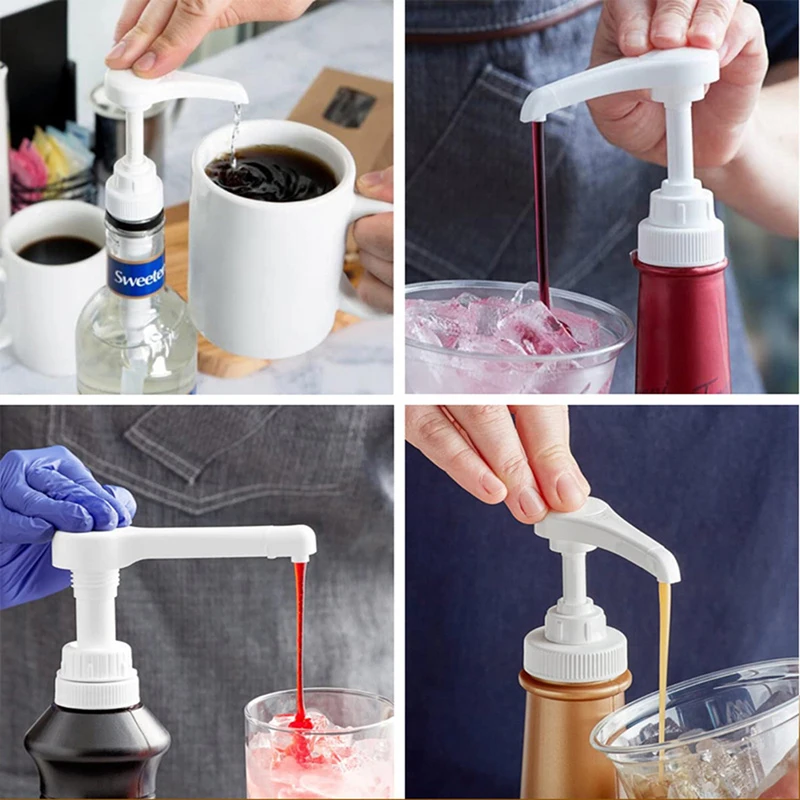 1PCS Fruit Syrup Pressure Head Coffee 750ML Dispenser Pump Black Liquid 10ML