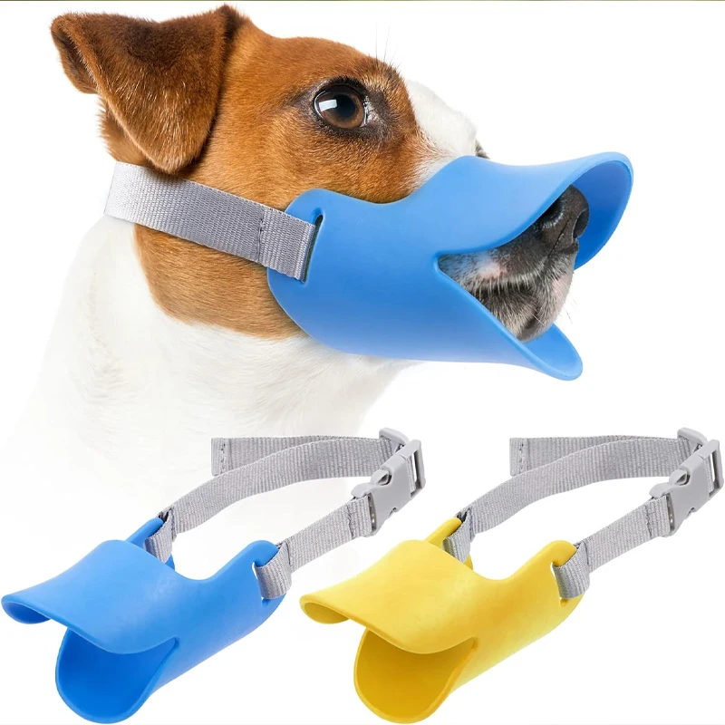 1PC Pet Muzzle Silicone Anti-cute Duck Adjustable Pet Dogs Anti Bite Stop Barking Small Large Dog Mouth Dog Accessories
