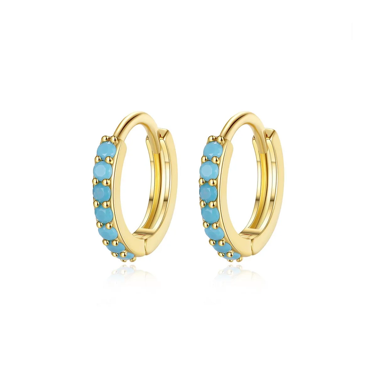 

Fashion Zircon Hoop Earrings for Women Round Turquoise Ear High Quality Brass Hoop Elegant INS Jewelry Gifts for Daily