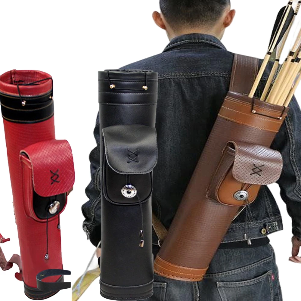 Archery Leather Traditional Shoulder Back Quiver Backpack Arrow Holder