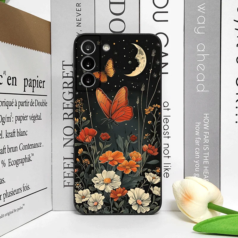 Aesthetic Moon Butterfly Flower Frosted Soft Phone Case