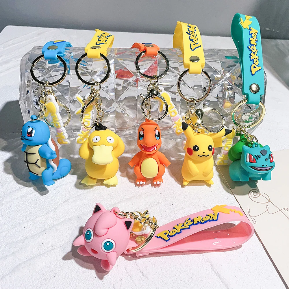 

Kawaii Pokemon Keychains Pikachu Psyduck Bulbasaur Anime Action Figure Toys Cartoon Fashion Keyring Car Bag Pendant Kids Gifts