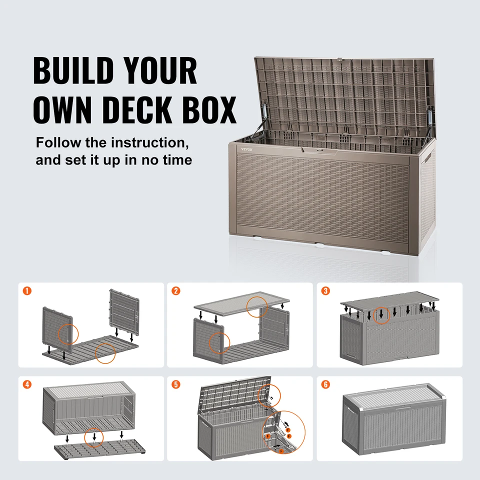 VEVOR Waterproof Outdoor Storage Deck Box 100 Gallon