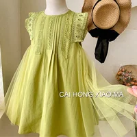 Robe d'été princesse pour filles, sans manches, en dentelle et maille, pour enfants de 2 à 8 ans, vêtements cadeau d'anniversaire, nouvelle collection 1