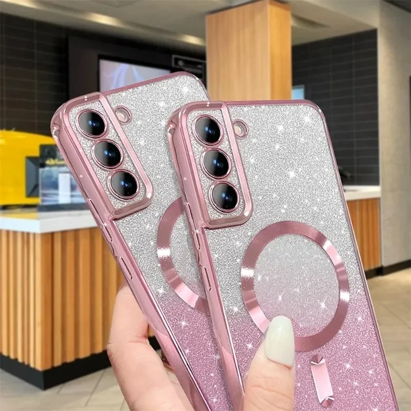 Glitter Magnetic Plating Wireless MagSafe Bright Phone Case