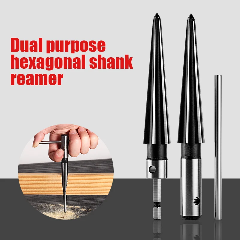 Hand Reamer HSS Reamer Steel Reamer Tools Taper Reamer Hand Metal Reamer Deburring Enlarge Pin Hole Handheld For Wood Metal Plastic Drilling Tools 3-13mm&5/6-16mm