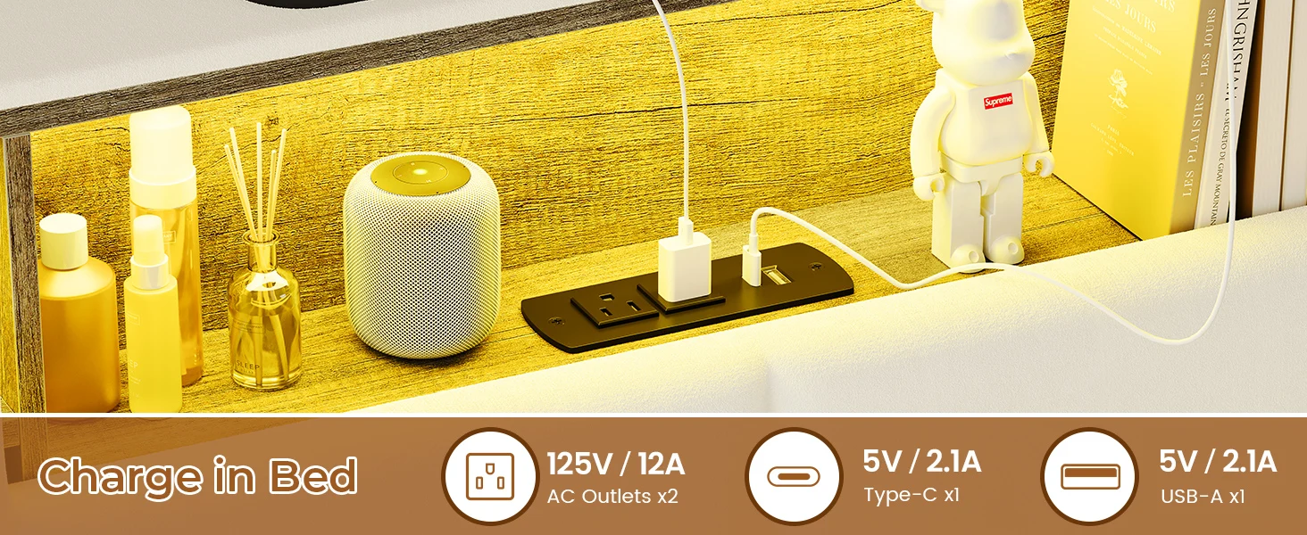 bed frame with charging station