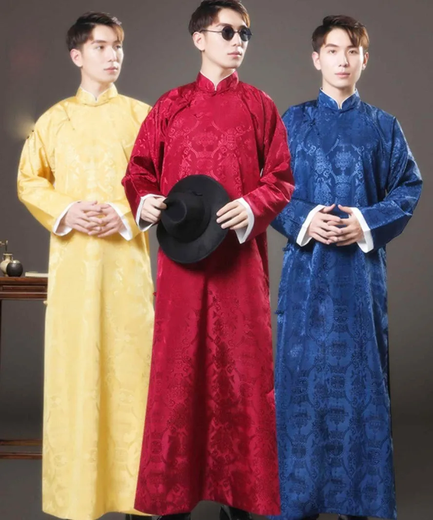 1900-1949 Wealthy Butler Long Robe Male Chinese Landlord Drama Costume Young Master Tang Costume Cross talk Gown Men TP015