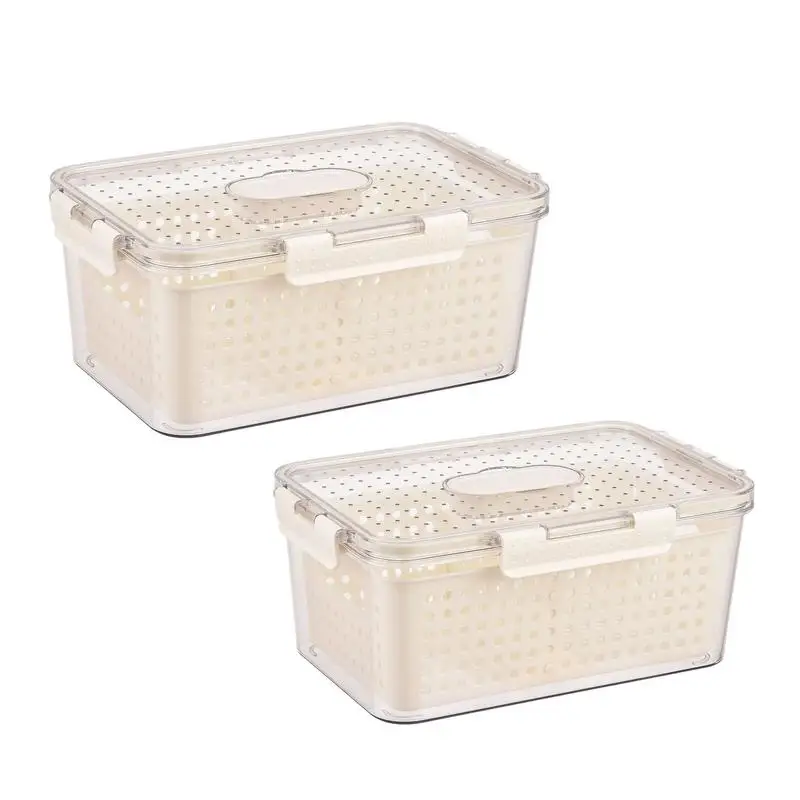 

Food Storage Boxes Refrigerator Preservation Case Transparent Double-Layer Large Capacity Sealed Box Food Containers for Kitchen