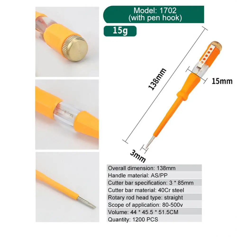 새로운 100-500V 테스트 펜 휴대용 플랫 스크루 드라이버 전기 도구 손 도구 LED 테스터 다목적 비접촉 회로 테스트