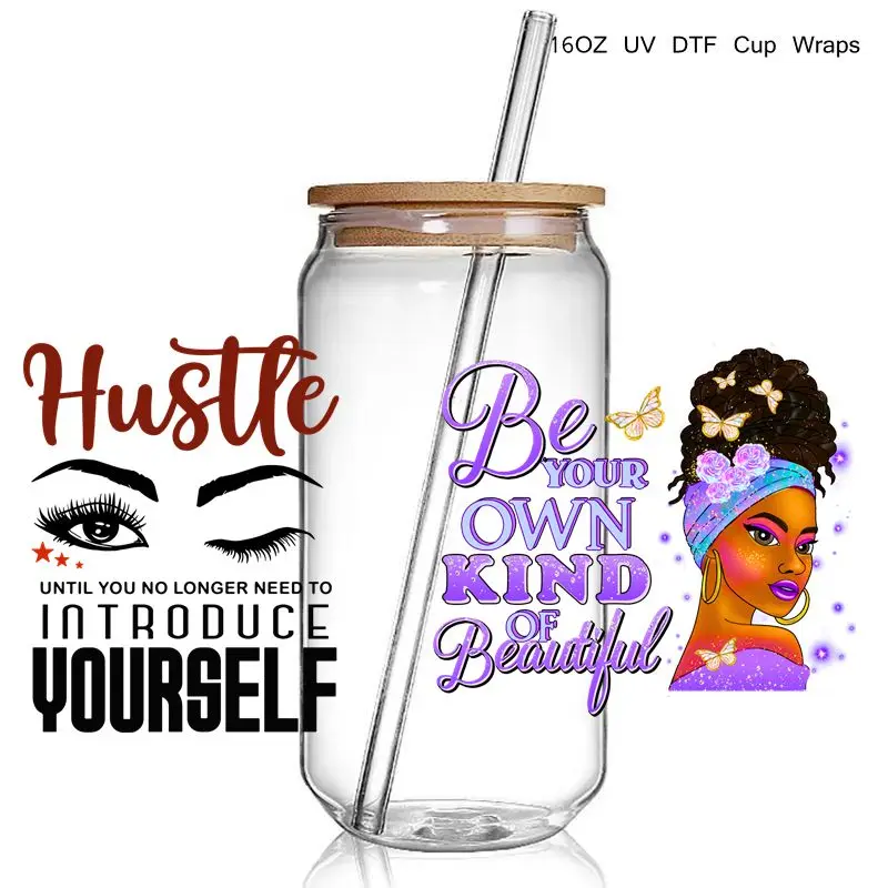 ​ ​ 16+ Beautiful I am the StormDesign print 3D UV DTF Cup Wraps stickers Black Girl Affirmation UV Wraps Transf for Glass Cup