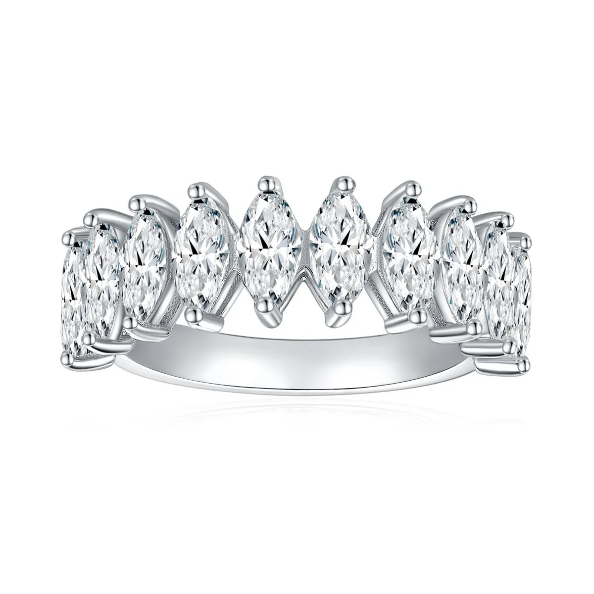 

R20007 Lefei Fashion Luxury Trendy Classic Whtie Moissanite Half Circle Eye Ring For Women s925 Silver Party Jewelry Charm Gifts