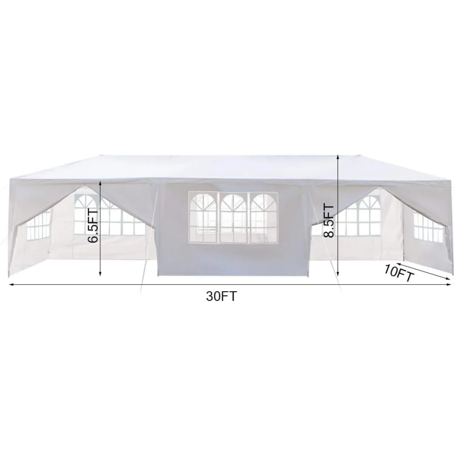 10'x30' Outdoor Patio Wedding Party Tent Heavy Duty Canopy Tent Gazebo, Waterproof UV Protection Tent with Spiral Tubes White 6
