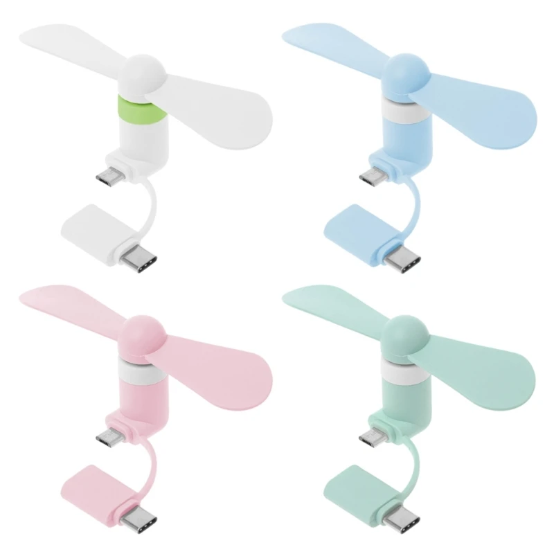 2 in 1 Cooler Type-C Handheld Cooling Fan Mini USB Fan Cell Phone Fans for android Micro USB Phones N3UC