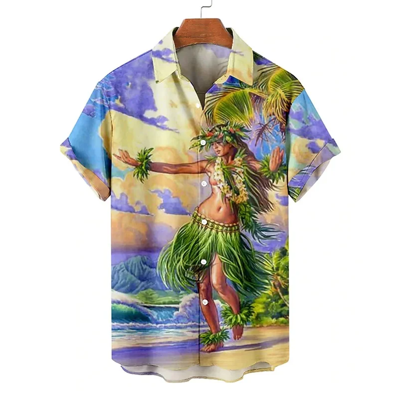 thumbnail image 1 of Camisas hawaianas para hombre, blusas de manga corta con estampado de sirena para playa, camisas nuevas de gran tamaño, ropa de diseñador para hombre de alta calidad, 1 of 4