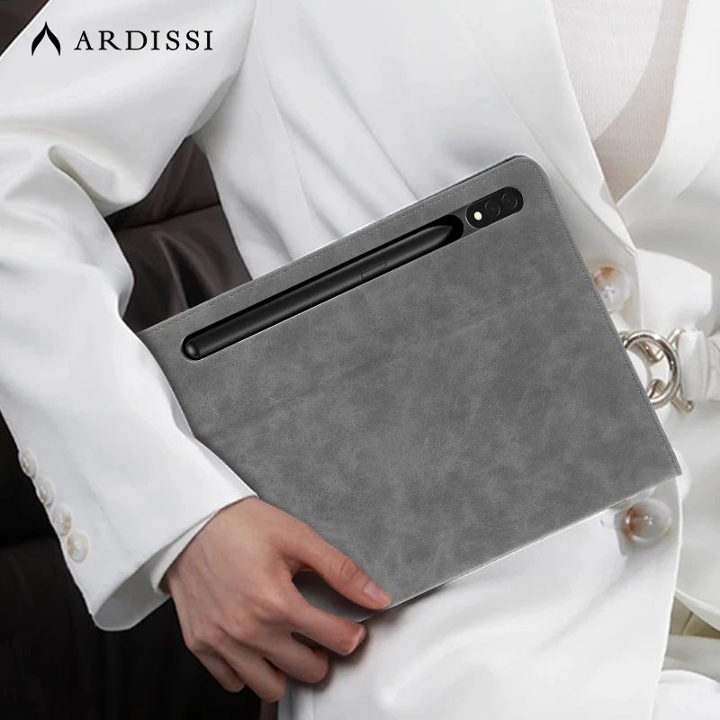 Ardissi Microfibra pu Couro Flip Sleeve Tablet Stand Case Capa Não-magnética para Samsung Galaxy Tab s8 Plus s7 fe Livro Folio - Imagem 6