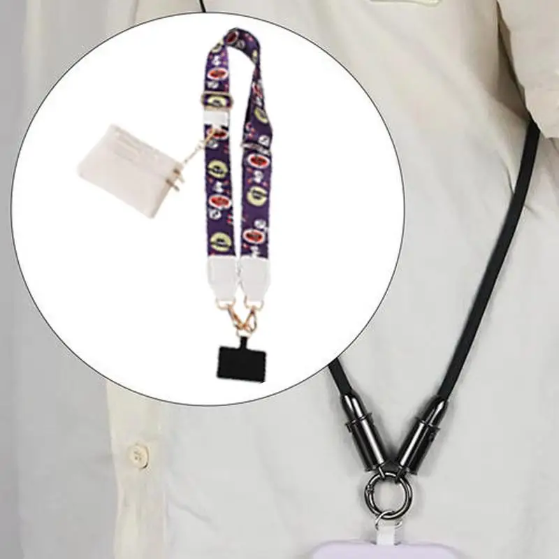 Phone Strap Lanyard Christmas Neck Strap With Zippered Pouch Adjustable Design Lanyard Decoration For Work Travel Business Daily
