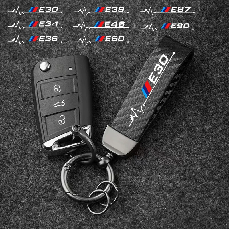 Keychain Carbon Fiber Car Zinc Alloy Keyrings Luxury For Bmw E30 E34