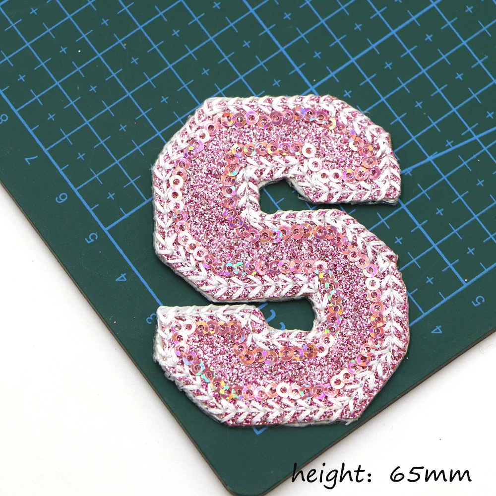 1PC Neue Rosa Pailletten Brief Patch Für Kleidung Eisen Auf Patch Für Kleidung Logo Name Diy Gestickte Applique Dekor reparatur Patches – Detail 22