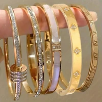 ZAKOL 5/1 pièces ensemble de bracelets en acier inoxydable incrusté de zircone scintillante pour femmes bracelets empilables mode ne se décolore pas bijoux cadeau 1