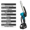 8 Inch Brushless Chain Saw Mini Handheld Pruning Chainsaw Woodworking Electric Saw Cutting Power Tool for Makita 18V Battery 6