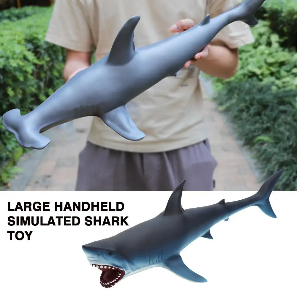 

Handheld Simulated Shark Toy Vinyl Material Large Marine Biological Model Great White Shark Blue Whale Toy For Kid Birthday Gift