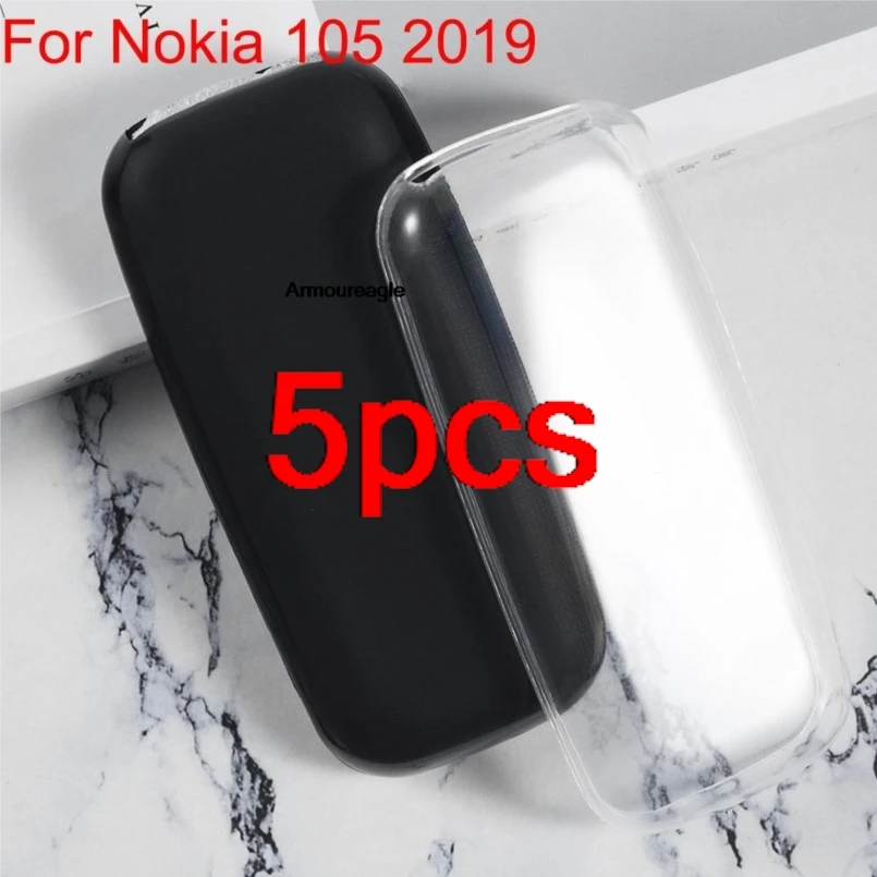 5 Pezzi Per Nokia 105 (2019) 1.77 Pollici Ta-1203, Ta-1174, Ta-1010, Ta-1034 Protezione In Silicone Custodia Protettiva Nera In Tpu