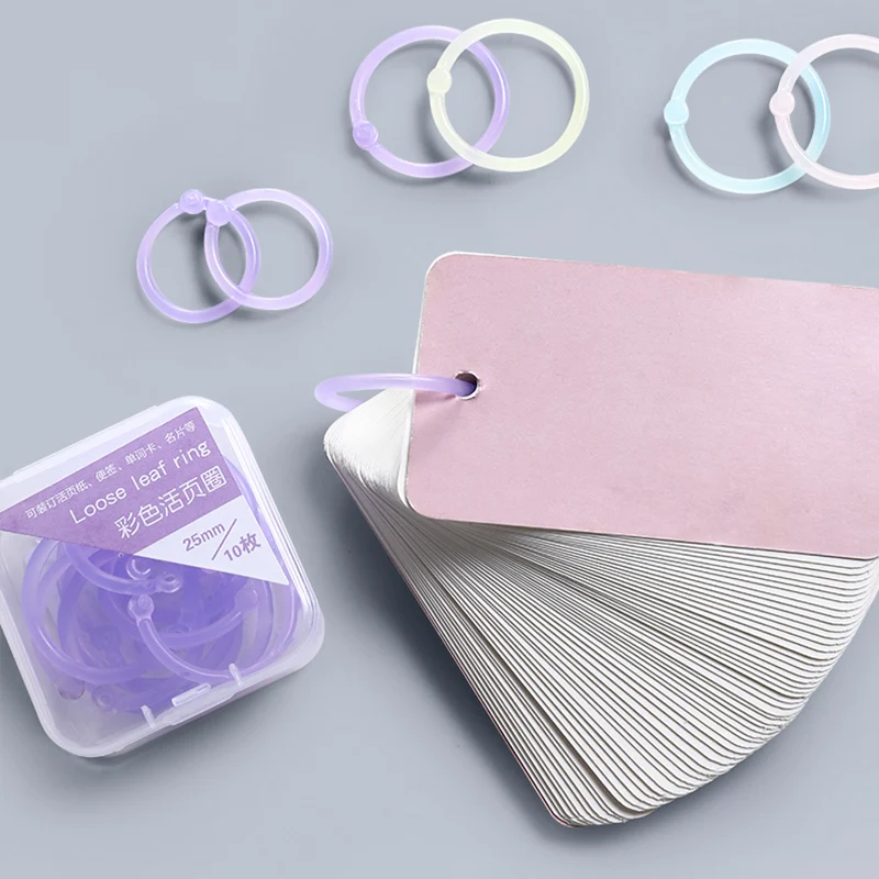15mm/20mm/25mm 루스 리프 용지 및 문서 사무용품 용 구멍 펀처가있는 다채로운 투명 플라스틱 바인딩 링