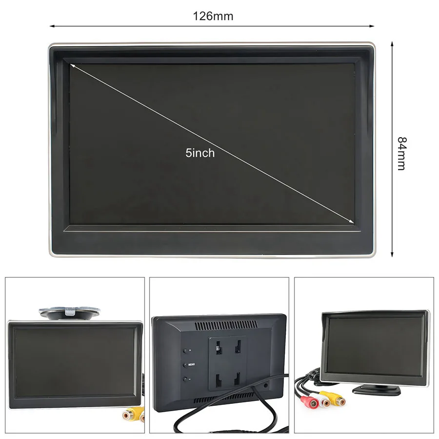 SMALUCK 1920x1080 5" AHD IPS HD Car Monitor AHD Starlight Night Vision Rear View Car Camera Waterproof for Front/Rear/Side View