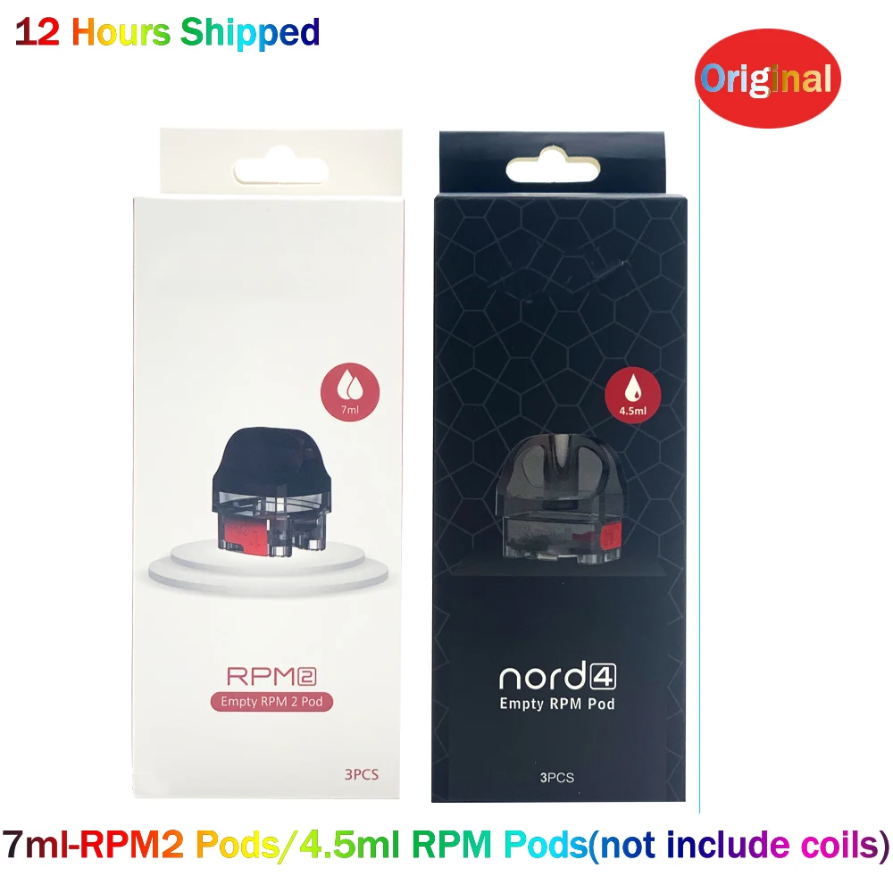 

3pcs/Lots Original Nord 4 RPM Pod 4.5ML RPM2 Cartridge 7.5ML RPM2 Coils For Nord 4 Kit Electronic Cigarettes Vape Pods Cartridge