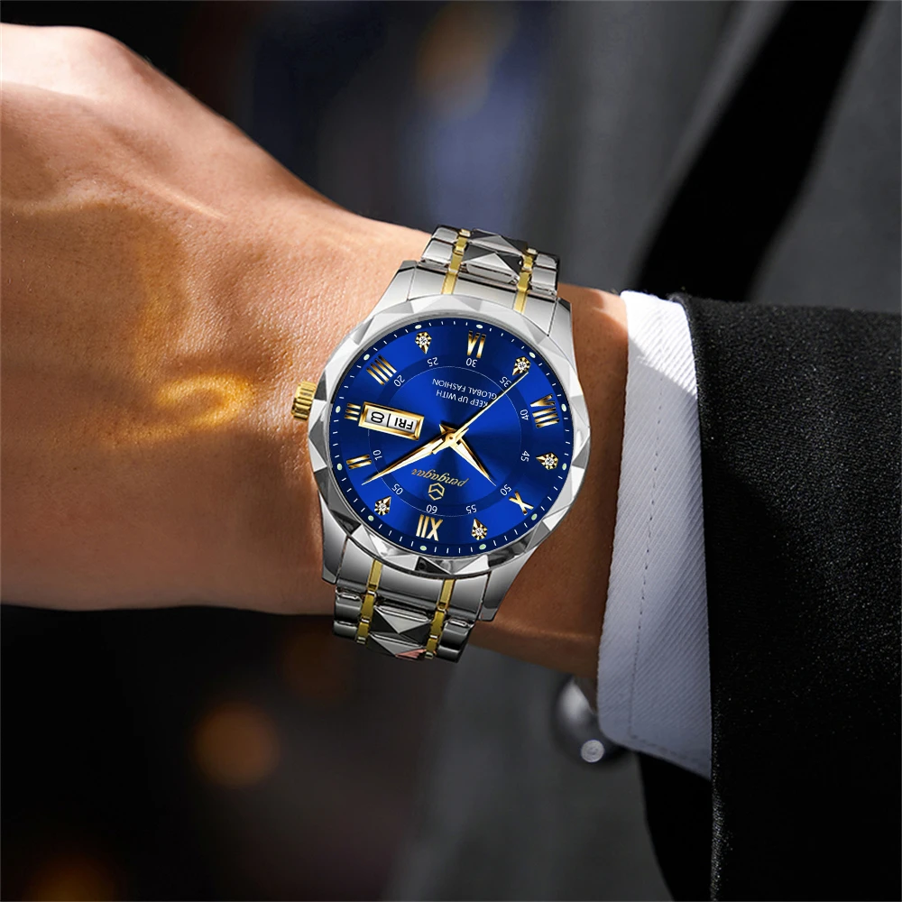 Luxury Wrist Watch PENGAGAR Luxury Square Sport Man Wristwatch Waterproof Luminous Chronograph Quartz Men's Watches Stainless Steel