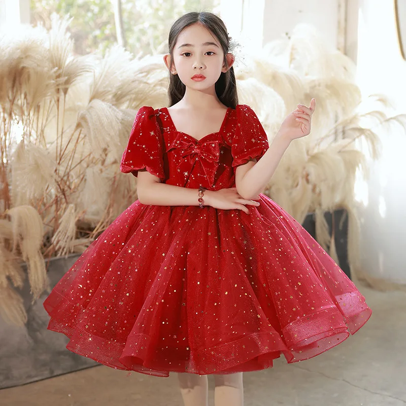 

Baby girls dress Vestido new Year girls' dress for children' velvet stars girls princess party Beauty pageant children's wear