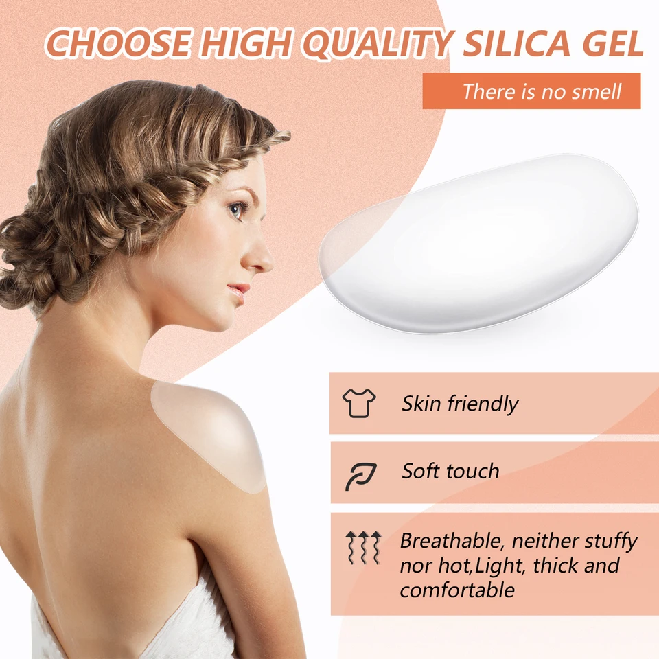 CUKIN 1 paia Spallina in silicone cuscinetti per la spalla in silicone autoadesivo, invisibile Clear Soft Enhanced Shoulder pad, Shoulder Pad Enhancer per le donne uomini spalla pad anti-scivolo