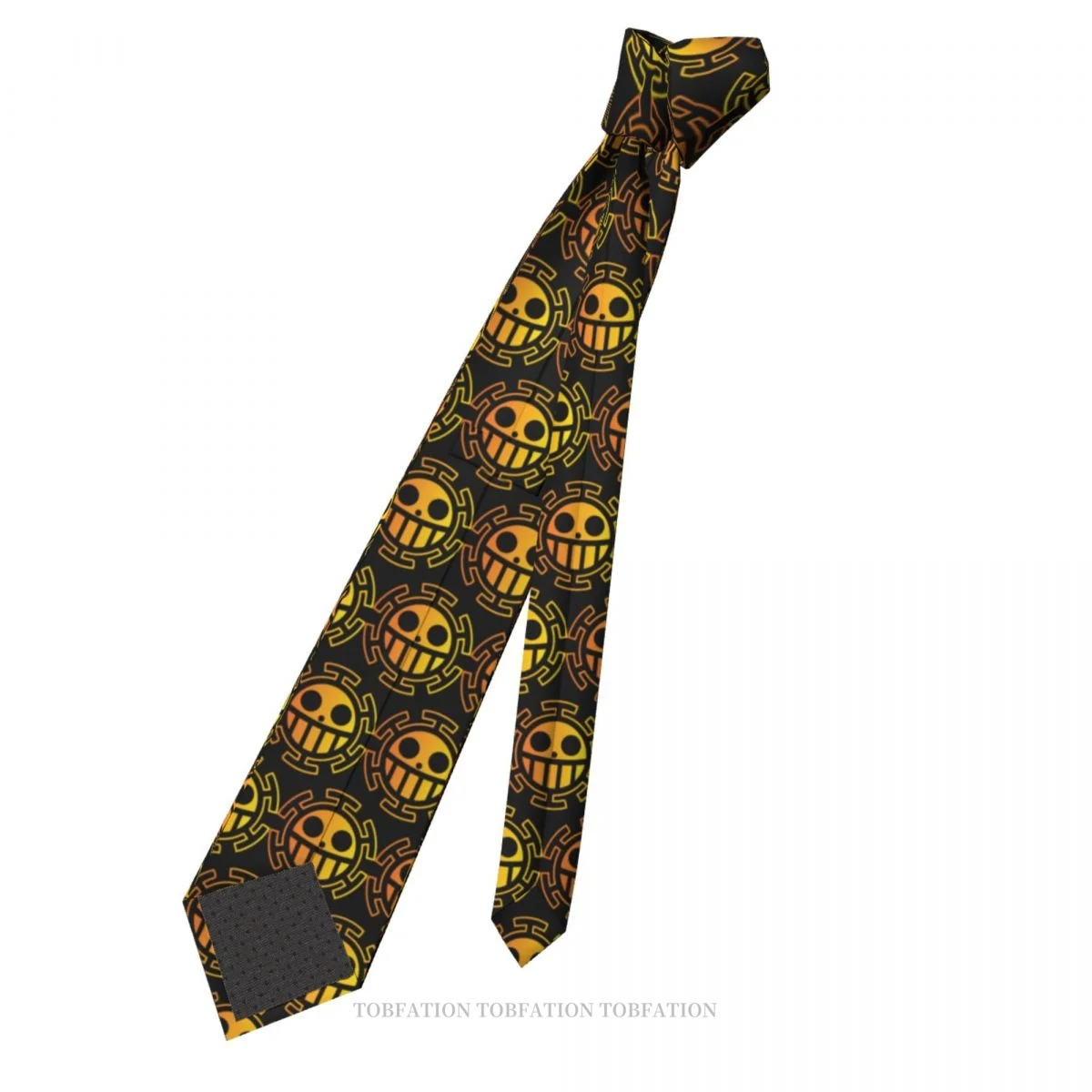 Trafalgar Law Yellow Print Ties One Piece Luffy Anime Casual Unisex Neck Tie Daily Wear Narrow Striped Slim Cravat