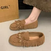 Casual Woman Shoe Fringe Female Footwear Autumn Soft Loafers With Fur Slip-on Tassel Dress Summer Fall New Slip On Moccasin Floc 1