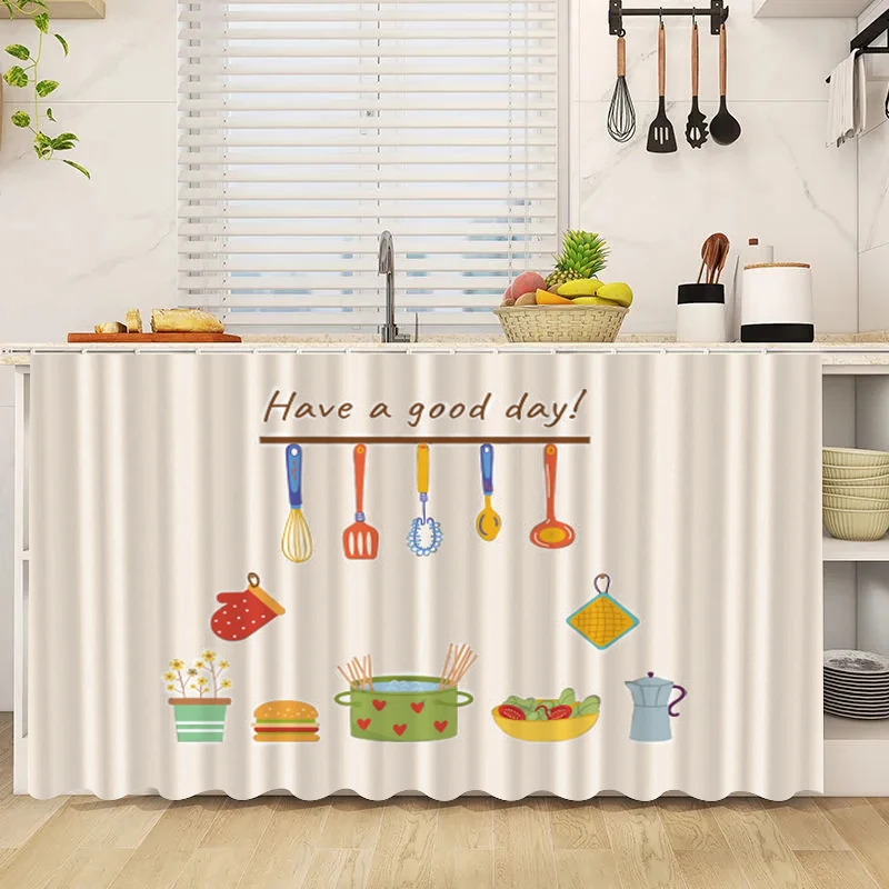Kitchen Cabinet Curtains Home Decor Short Cabinet Curtain Shelf Short Privacy Curtains Dust Oil Fume Proof Cabinet Skirt Curtain 4